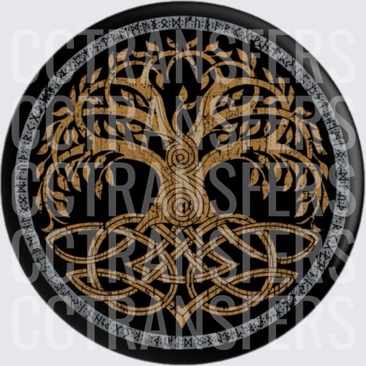 Viking Yggdrasil Tree of Life Celtic Knot Rune Circle (DTF)