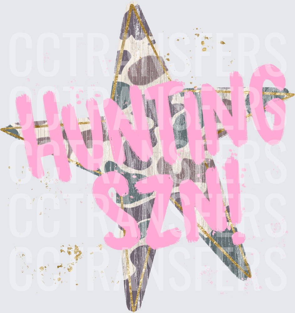 Hunting SZN Camo Star Arrow Pink Brush Script (DTF)