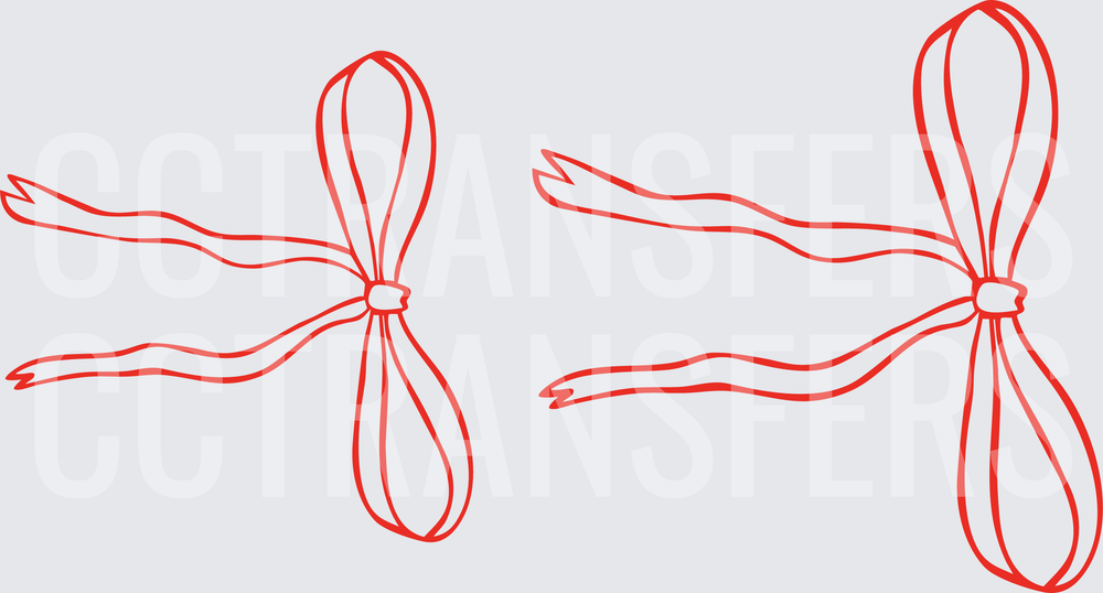 Red Ribbon Bow Outline Duo (DTF)