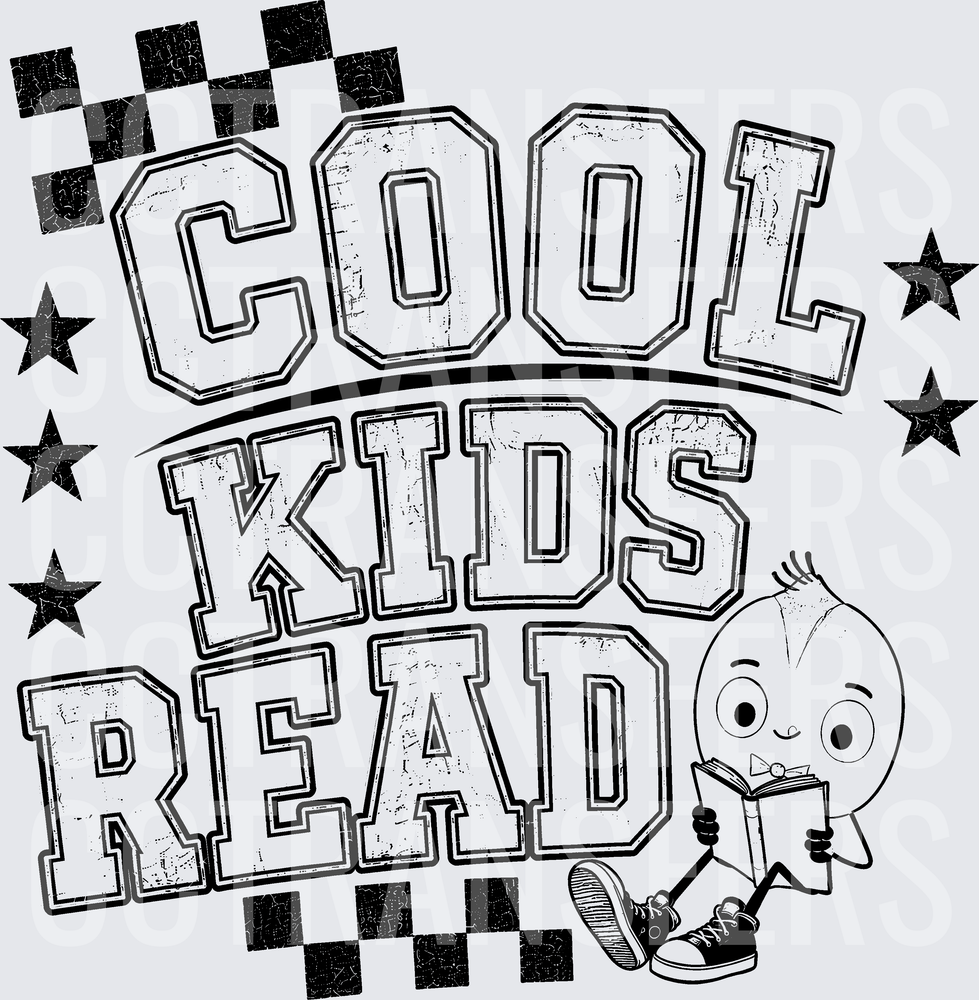 Cool Kids Read Cartoon Character With Book DTF