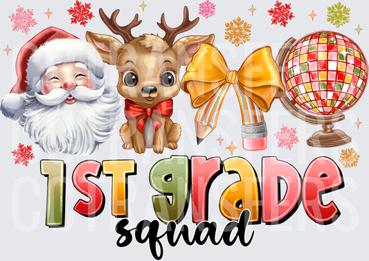 1st Grade Squad Christmas Santa Reindeer Teacher (DTF)
