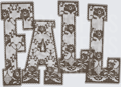 Lace Floral FALL Word Art Brown Vintage (DTF)