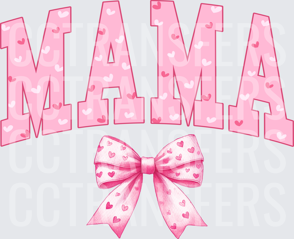 Mama Varsity Letters Hearts Coquette Bow (DTF)