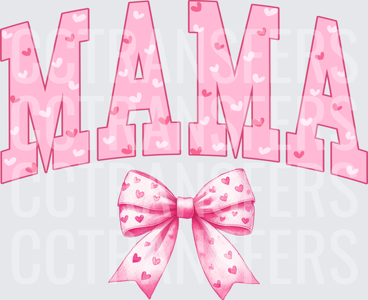 Mama Varsity Letters Hearts Coquette Bow (DTF)
