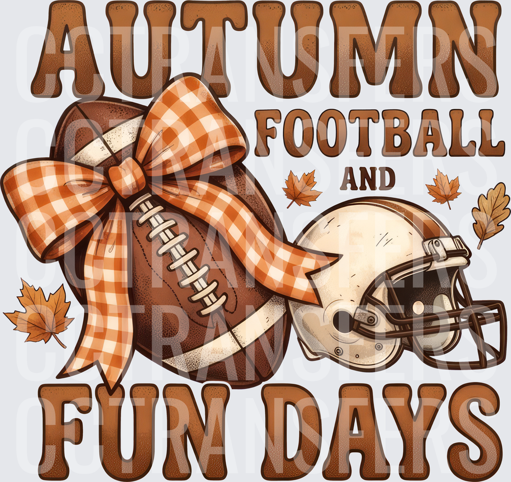 Autumn Football And Fun Days Fall Leaves Bow Helmet (DTF)