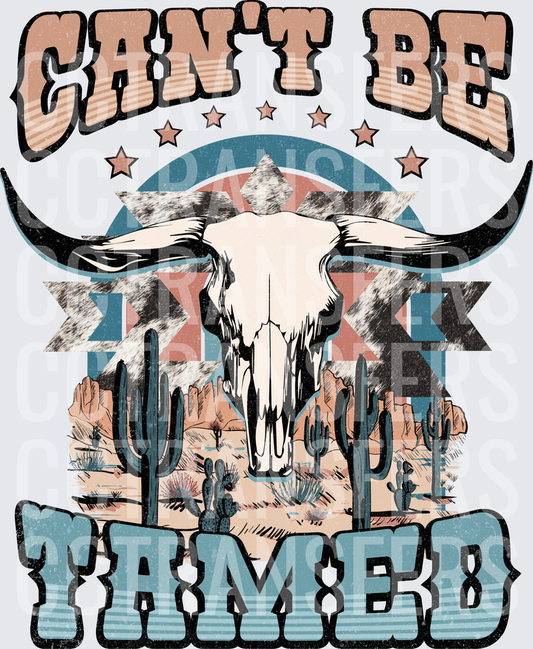 Can't Be Tamed Western Bull Skull Desert Cactus (DTF)