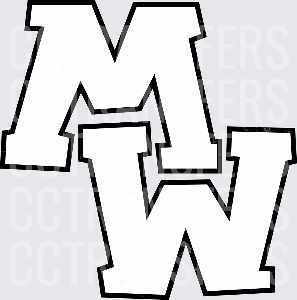 Bold Block Letter MW Varsity Style Monogram (DTF)