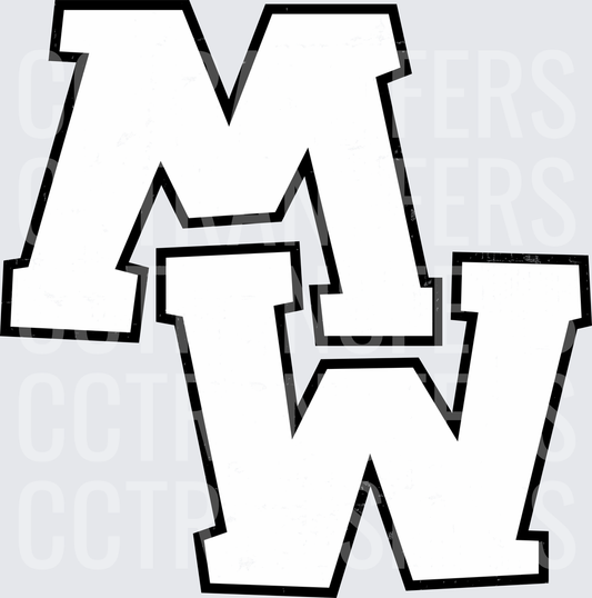Bold Block Letter MW Varsity Style Monogram (DTF)