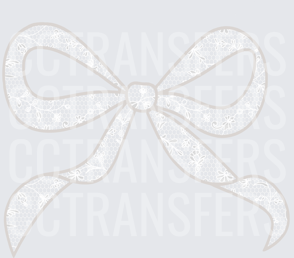 White Lace Floral Ribbon Bow (DTF)