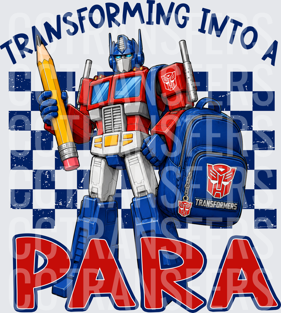 Transforming Into A Para Robot Holding Pencil Backpack (DTF)
