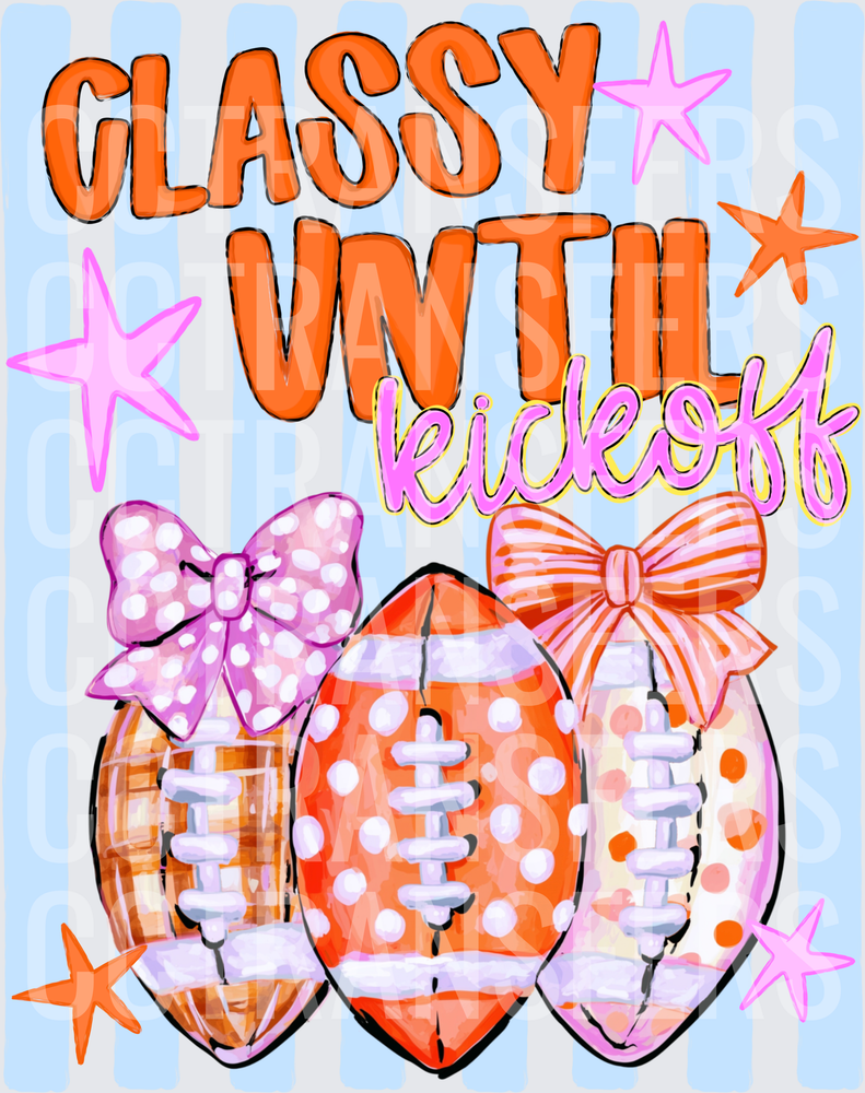 Classy Until Kickoff Decorative Footballs With Bows (DTF)
