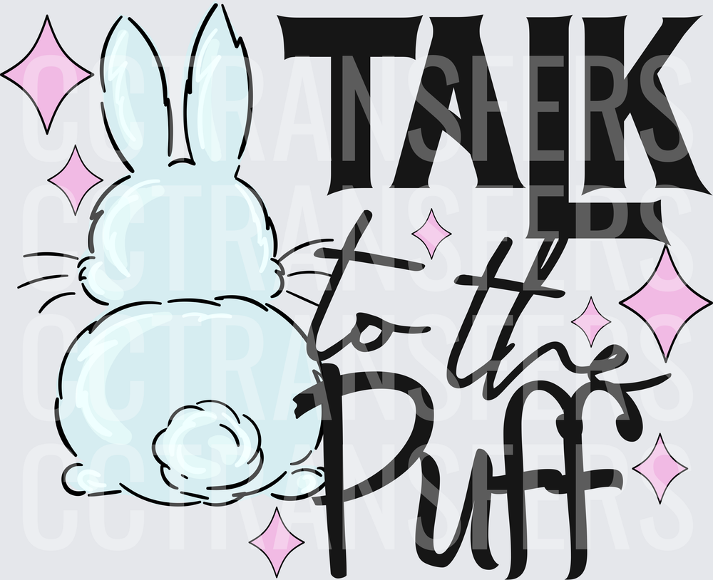 Talk To The Puff Bunny Butt Pink Sparkles (DTF)