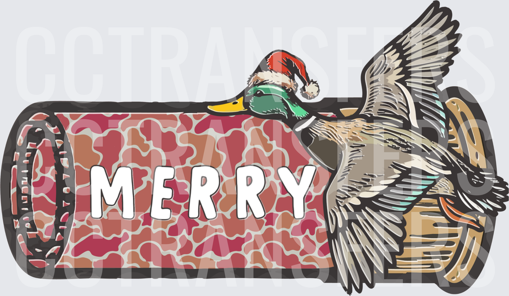 Merry Mallard Duck Santa Hat Camo Shotgun Shell (DTF)