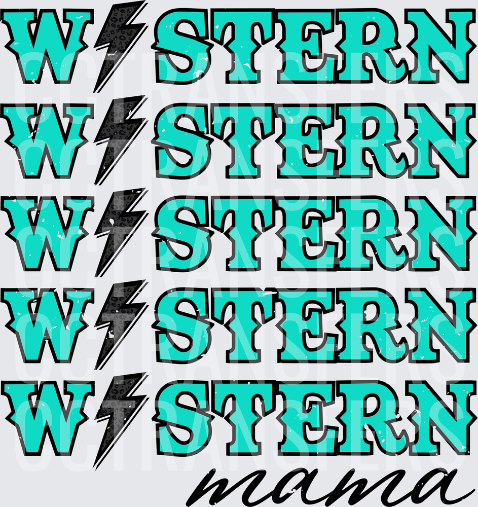 Turquoise Western Mama Lightning Bolt Repeat (DTF)