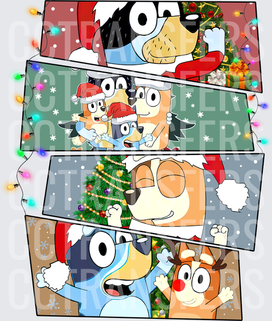 Cartoon Dog Family Christmas Holiday Comic Strip (DTF)