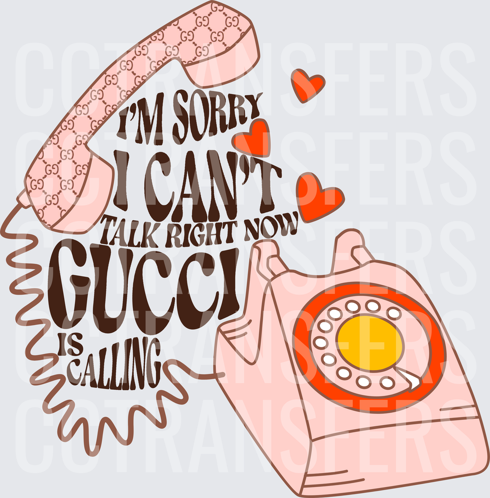 Sorry I Can't Talk Right Now Designer Is Calling Retro Phone (DTF)