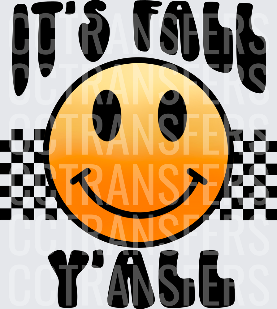 It's Fall Y'all Retro Smiley Face Checkered (DTF)