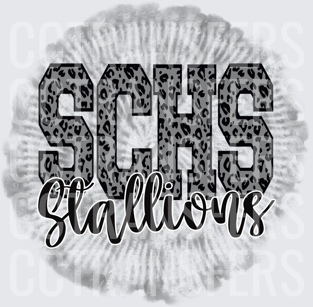 SCHS Stallions Leopard Print Tie Dye Circle (DTF)