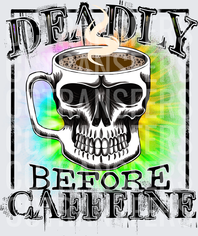 Deadly Before Caffeine Skull Coffee Mug Tie Dye (DTF)