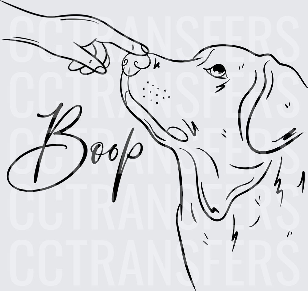 Boop Dog Nose Finger Touch Line Art (DTF)