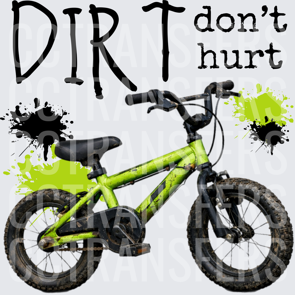 Dirt Don't Hurt Muddy Green Kids BMX Bike Splatter (DTF)