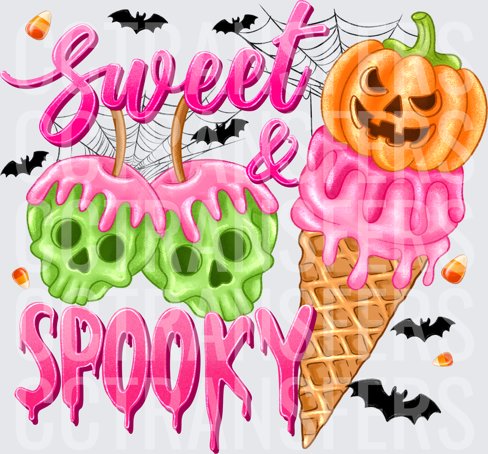 Sweet & Spooky Halloween Skull Candy Apples Ice Cream Cone (DTF)