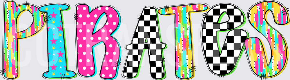 Colorful Patterned PIRATES Bold Fun Letters (DTF)