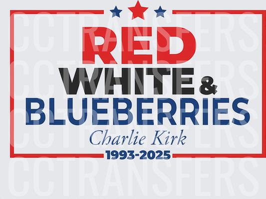Red White & Blueberries Patriotic Memorial Typography (DTF)