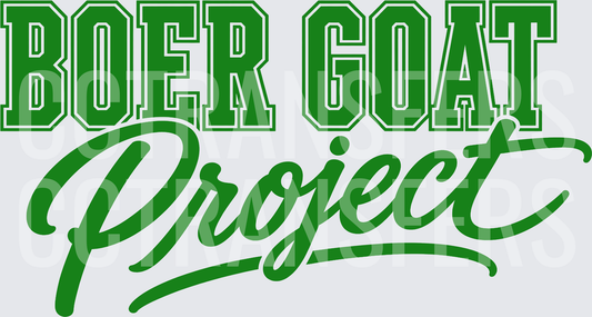 Boer Goat Project Bold Varsity Script Green Text (DTF)