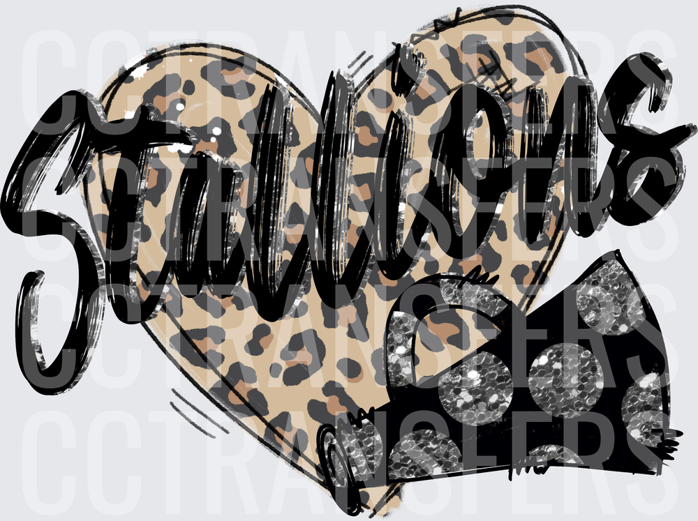 Stallions Leopard Heart with Glitter Paw (DTF)