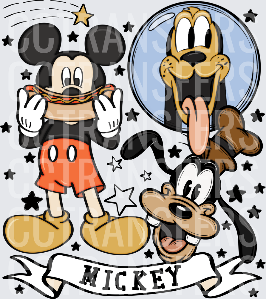 Mickey Mouse Friends Goofy Pluto Stars Banner DTF