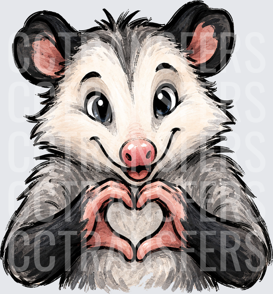 Cute Opossum Making Heart Shape With Hands (DTF)