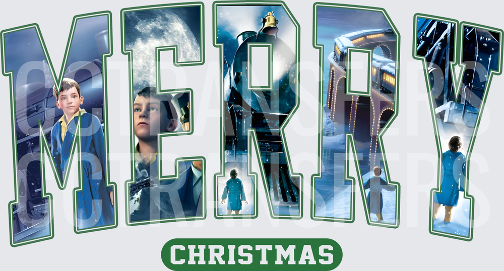 Merry Christmas Magical Train Boy Snow Scene (DTF)