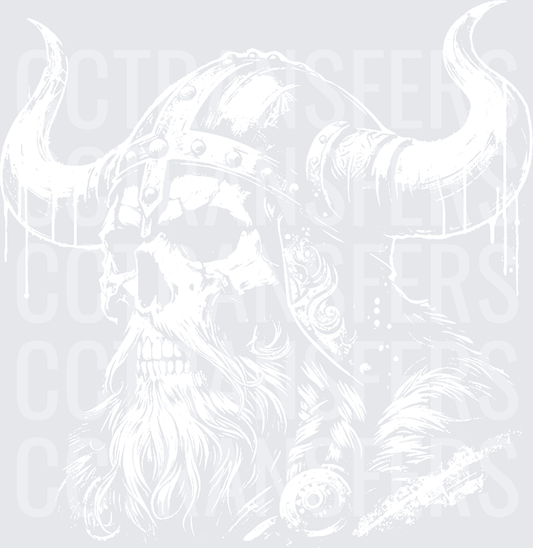 Sons of Oden Victory or Valhalla Viking Skull white (DTF)