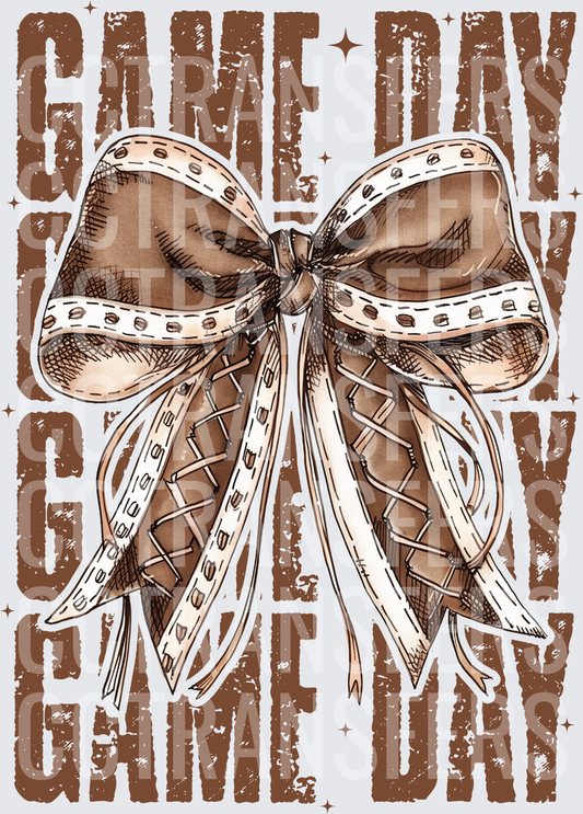 Game Day Football Bow Distressed Stacked Text (DTF)