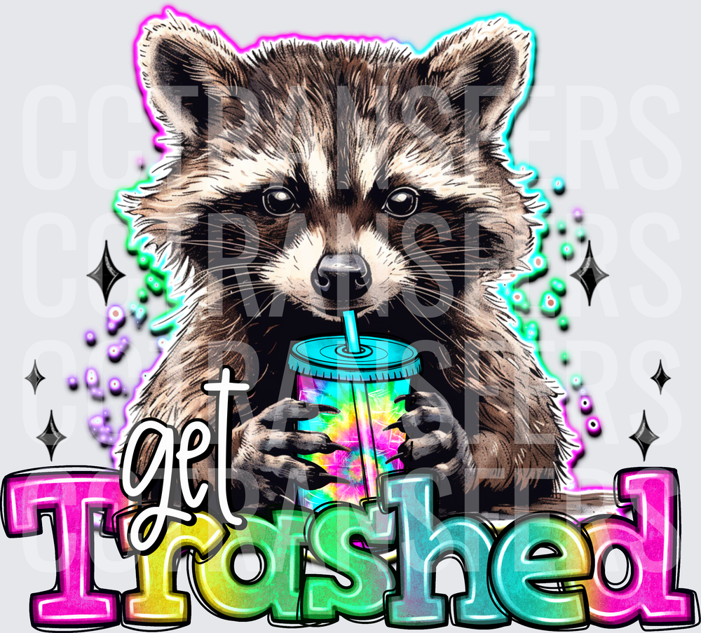 Get Trashed Raccoon Holding Tie-Dye Cup (DTF)