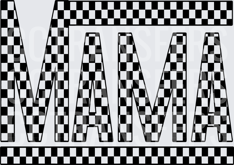 Black White Checkered MAMA Bold Letters (DTF)