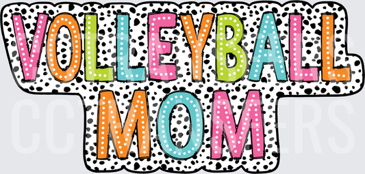 Volleyball Mom Colorful Polka Dot Dalmatian Letters (DTF)