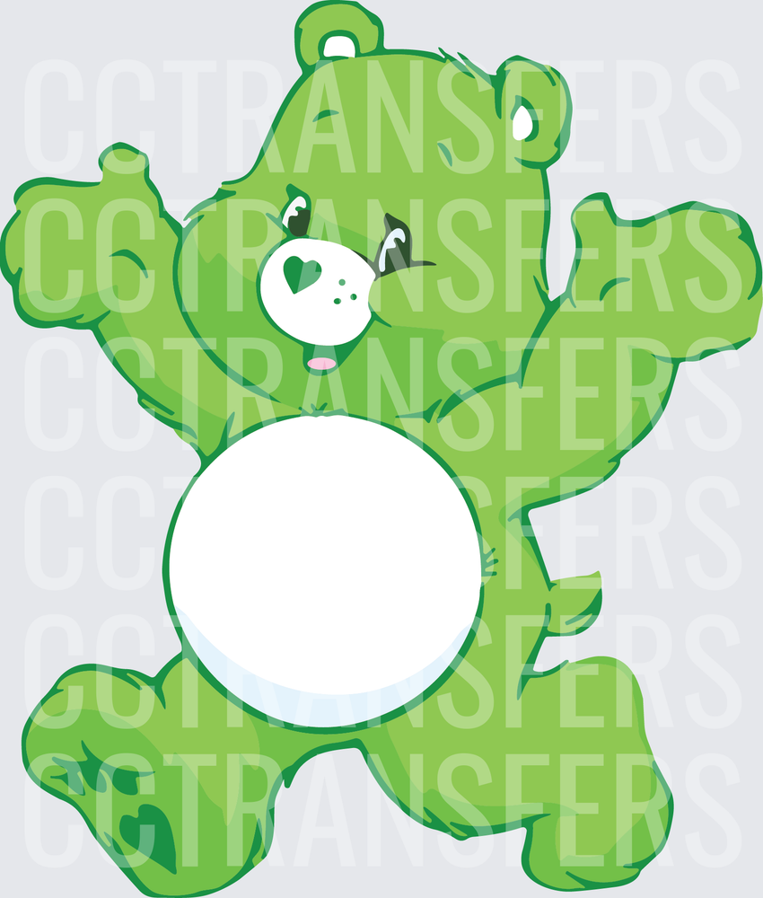 Green Cartoon Bear Winking Arms Up Blank Belly (DTF)