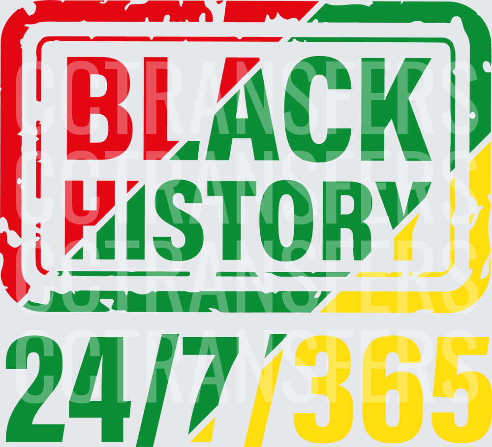 Black History 24/7/365 Distressed Stamp Red Green Yellow (DTF)