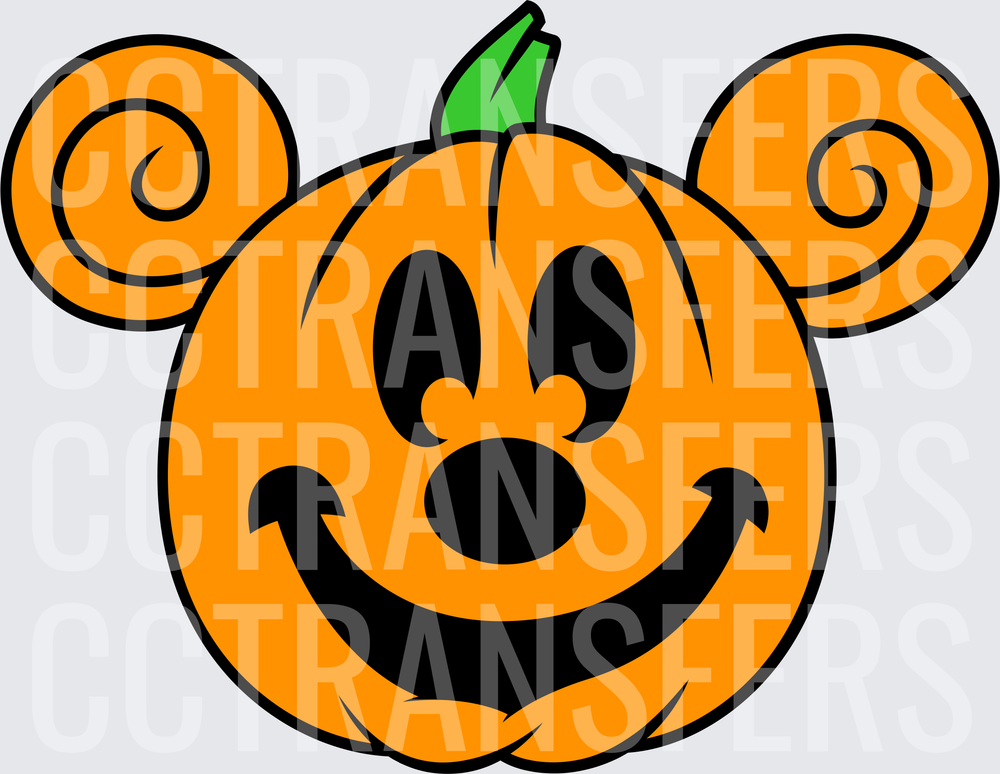 Smiling Jack-O-Lantern with Spiral Mouse Ears Halloween (DTF)
