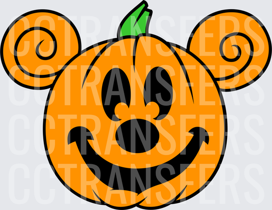 Smiling Jack-O-Lantern with Spiral Mouse Ears Halloween (DTF)