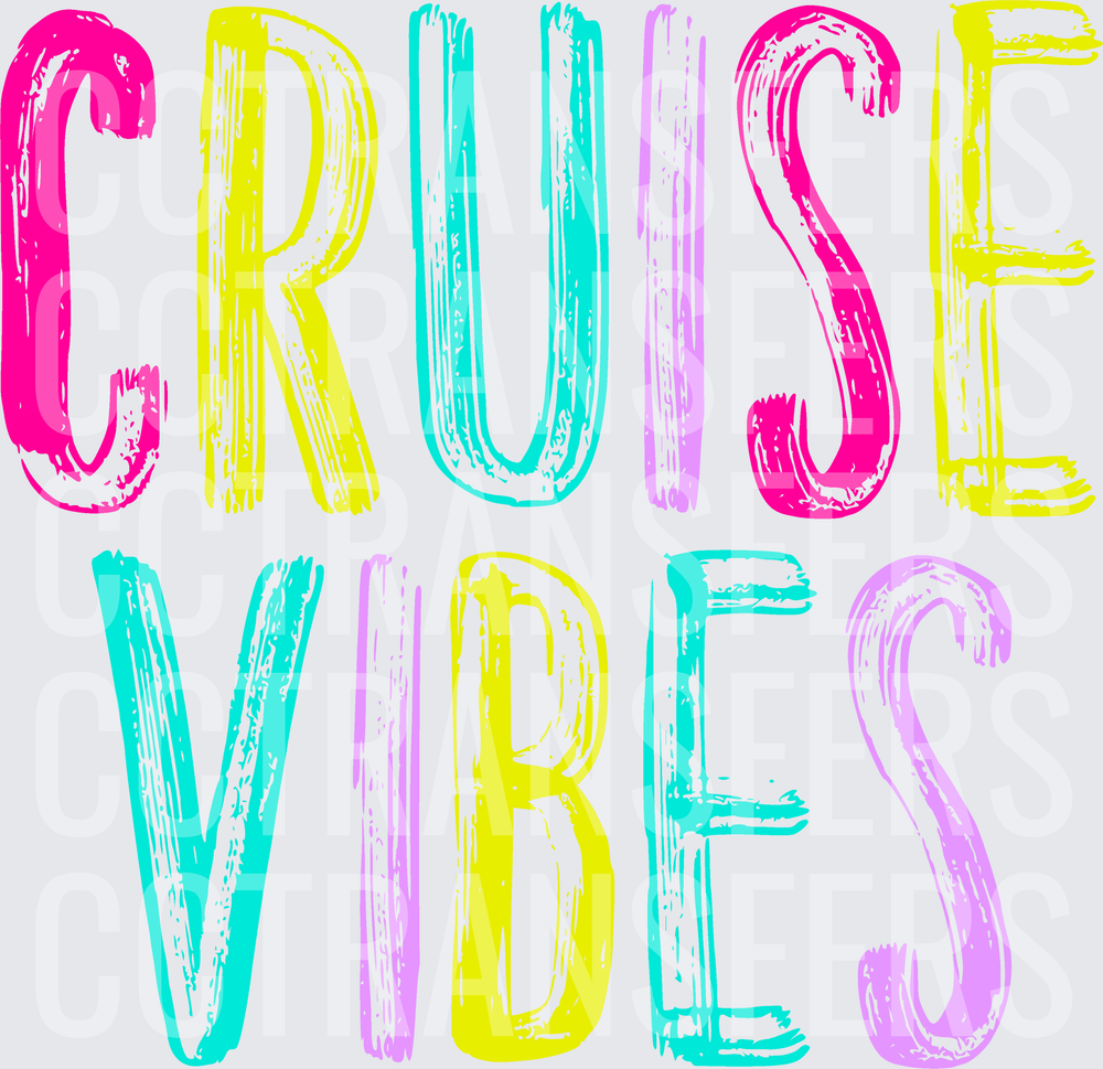 Cruise Vibes Bold Colorful Brush Lettering (DTF)