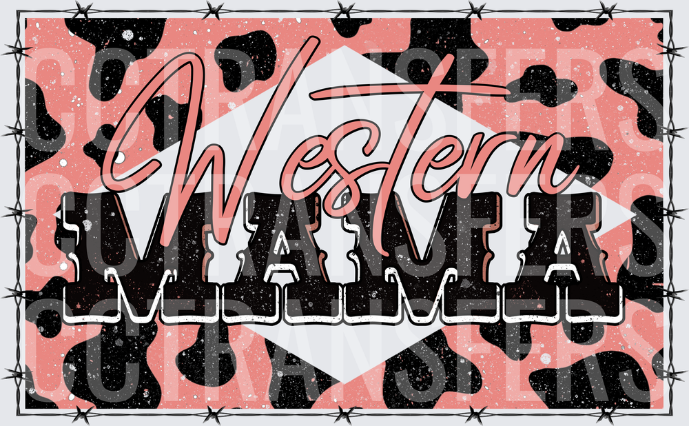 Western Mama Leopard Print Barbed Wire Border (DTF)