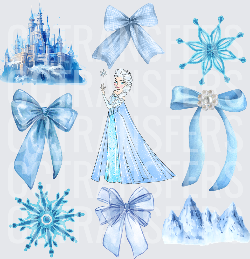 Ice Princess Winter Bundle Bows Snowflakes Castle (DTF)