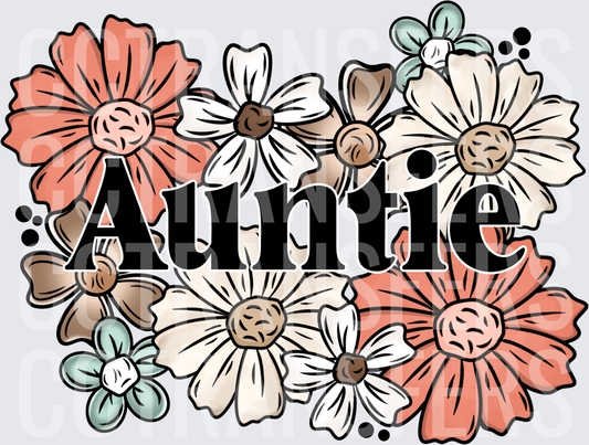 Auntie Retro Boho Floral Daisy Arrangement (DTF)