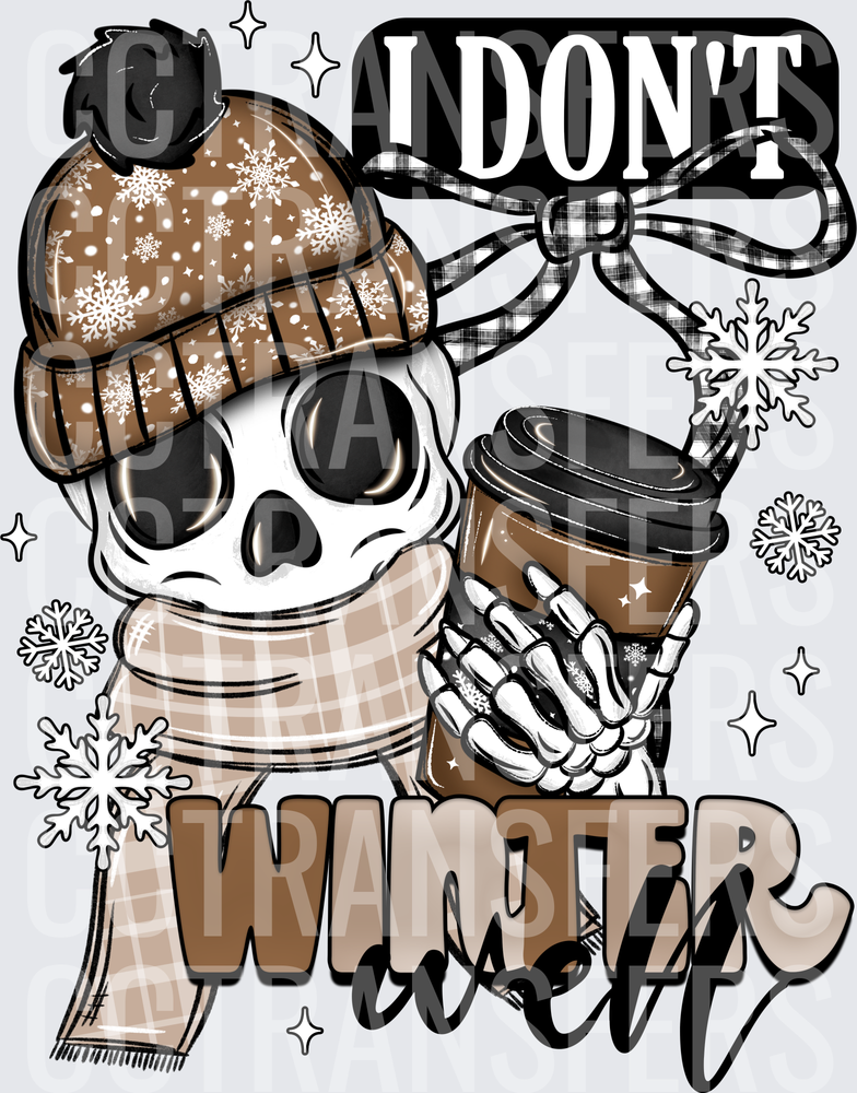 I Don't Winter Well Skull Coffee Winter Beanie (DTF)