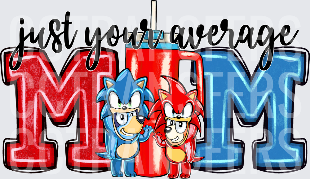 Just Your Average Mom Blue Red Hedgehog Kids DTF