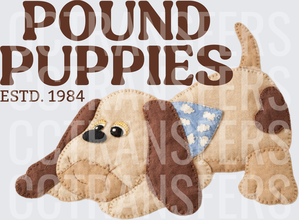 Pound Puppies Estd. 1984 Fabric Patchwork Puppy (DTF)
