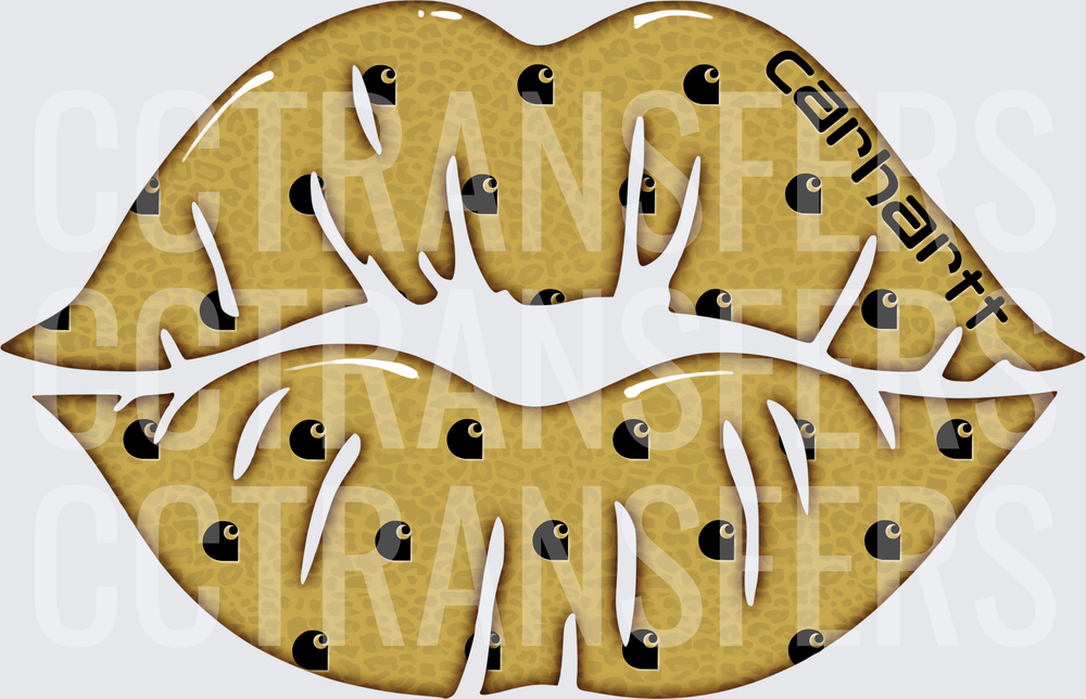 Golden Leopard Print Kiss Lips Logo Pattern (DTF)